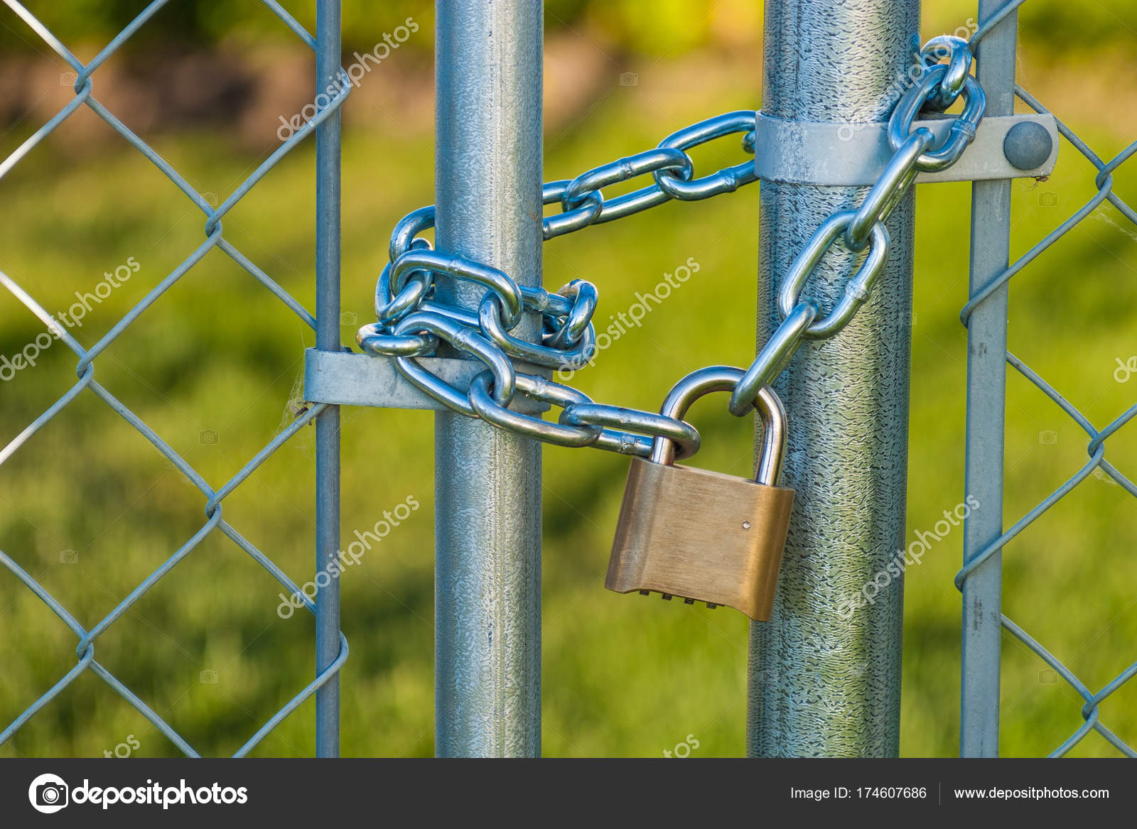 Chain and lock on a chainlink fence Stock Photo by ©tom@tnphoto.ca
